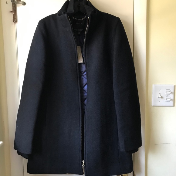 NWT JCREW TALL Lodge coat in Italian stadium-cloth wool black size 6T - Picture 2 of 15
